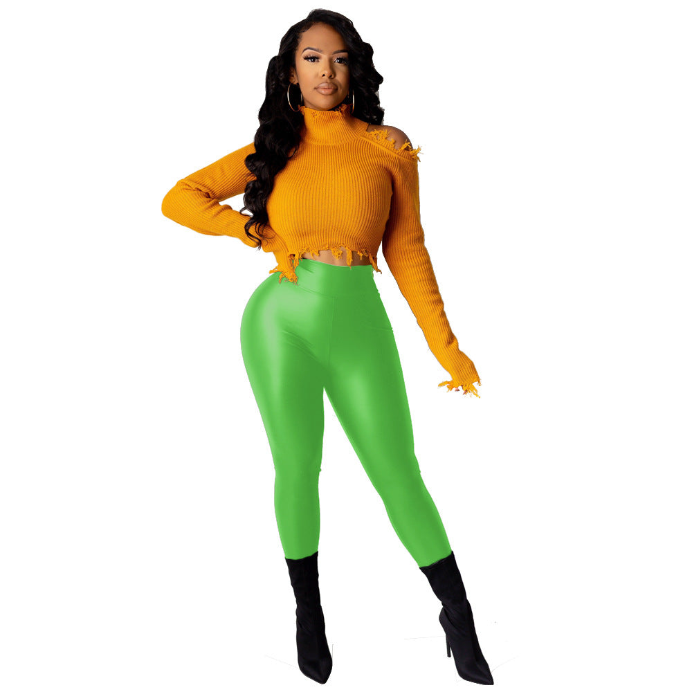 Calendered PU Imitation Polyester Calendered Slim Tights