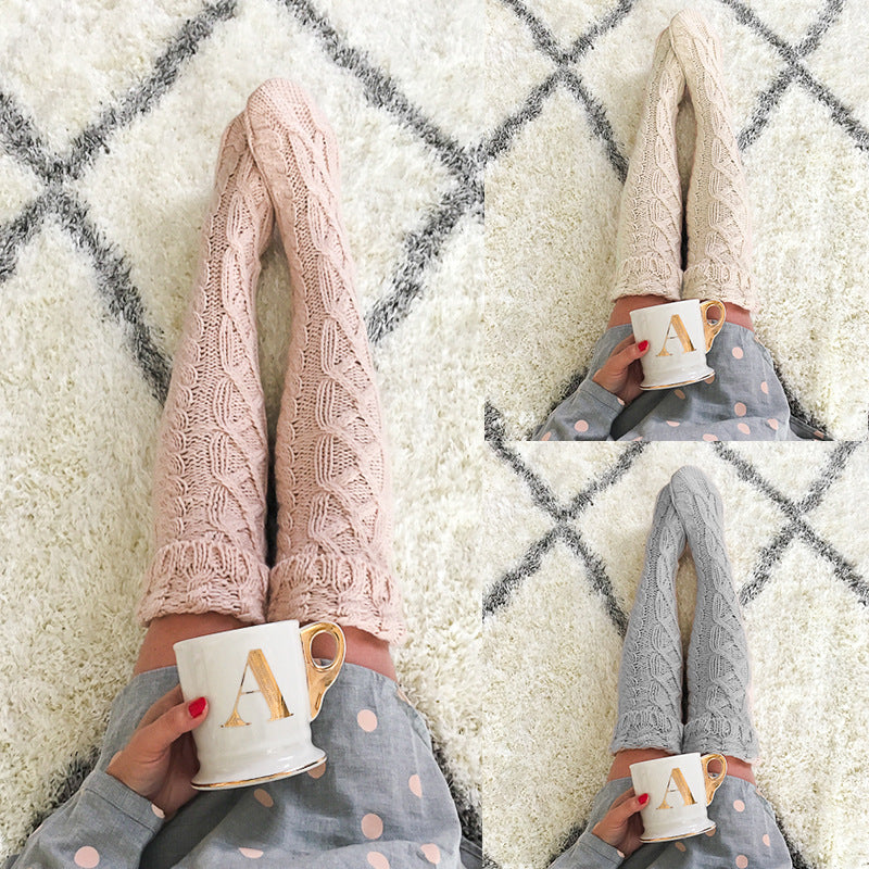 European And American Twist Over The Knee Adult Pile Socks