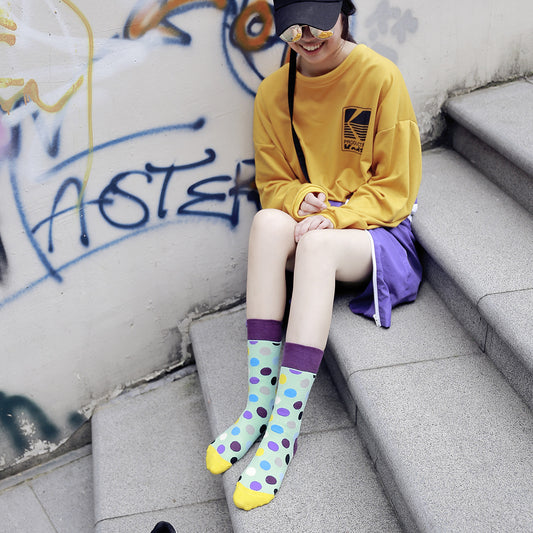 All-Match Polka Dot Pattern Ladies College Style Tube Socks
