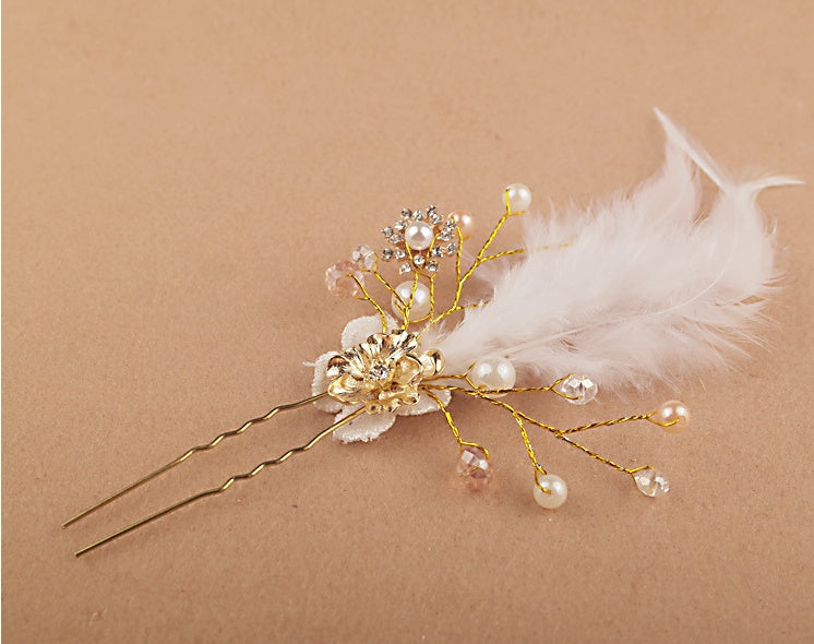 Hanfu Handmade Headdress Antique Accessories Feather Hairpin Antique Multicolor Headband