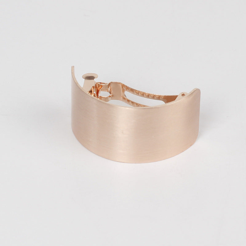 Brushed Metal Curved Spring Clip Ponytail Hairpin