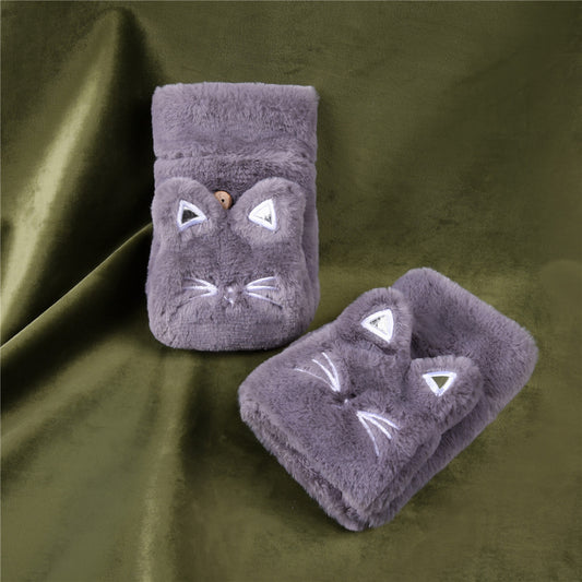 Cute Lucky Cat Bunny Plush Flip Lady Gloves
