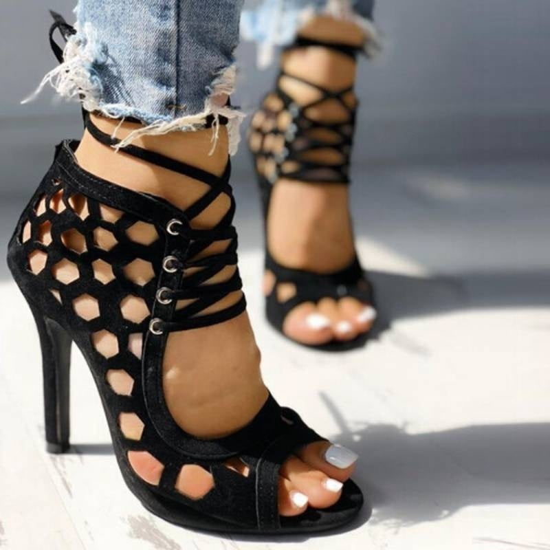 Cross Strap Hollow Toe Sandals