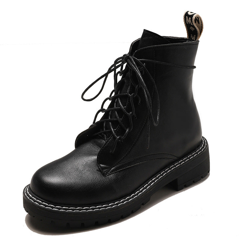 All-match Handsome Motorcycle Thick Heel Martin Boots Women