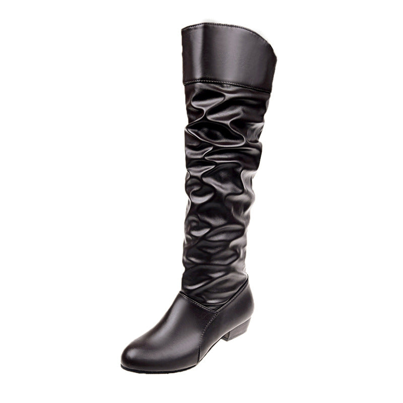Plus Size Ladies Mid-heeled Slim High Boots