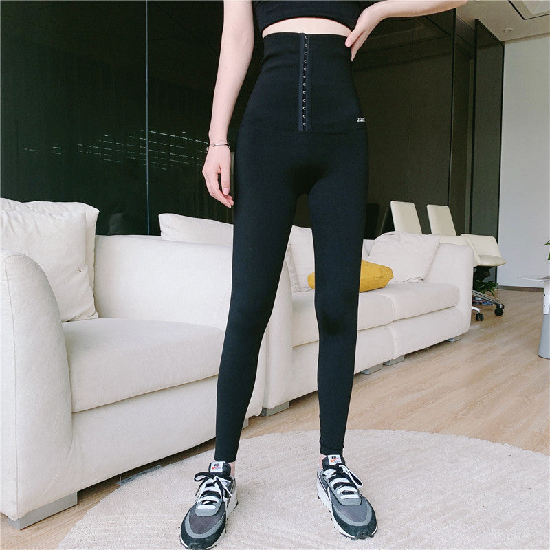 breasted Abdomen Trousers High-waisted Hip-lifting Corset Waisted Cycling Pants