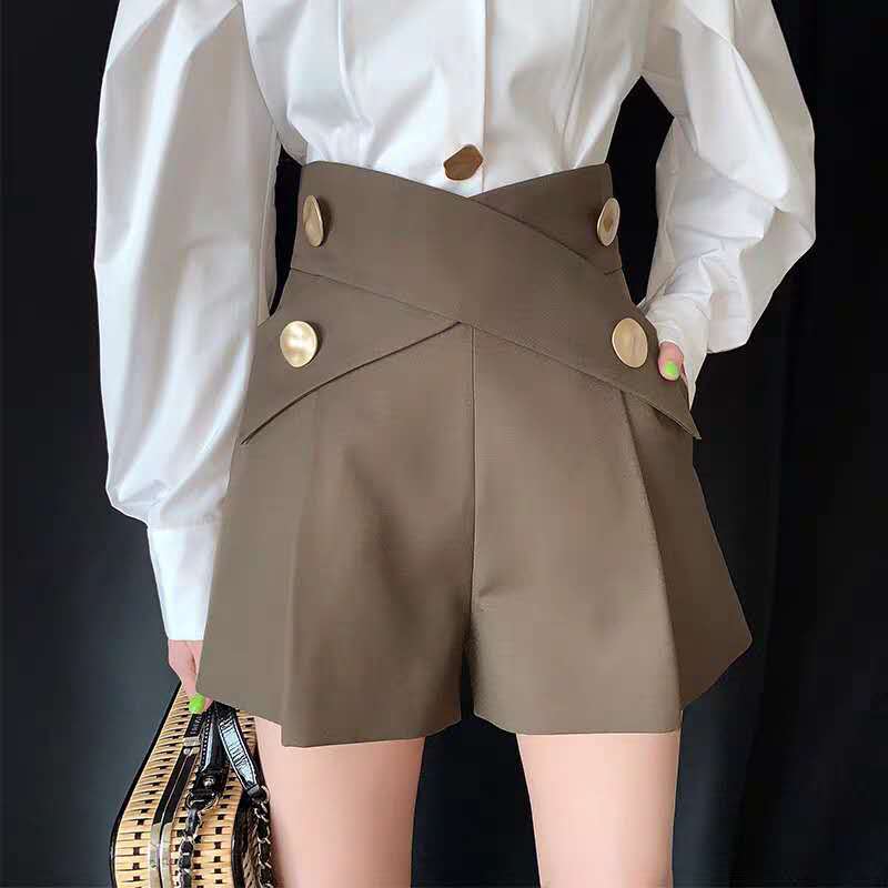 High Waist Casual A-line Wide-Leg Slimming Shorts Women's Pants