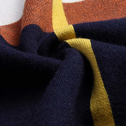 Herre Rundhals Stribet Løs Langærmet Sweater