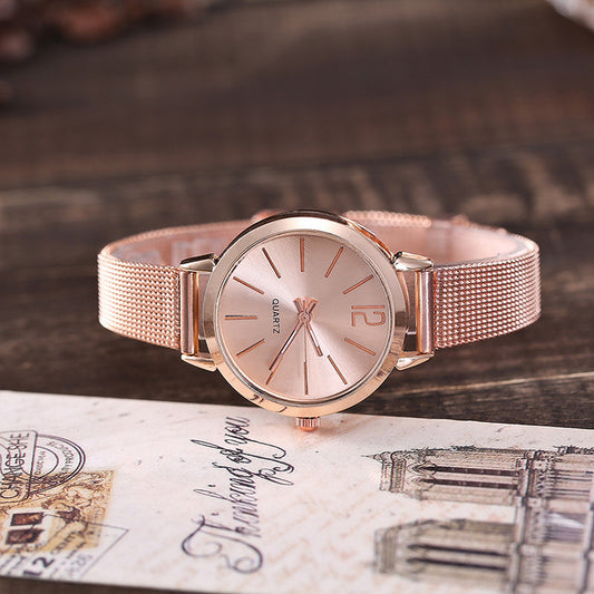Alloy Fine Mesh Belt Simple Ladies Watch