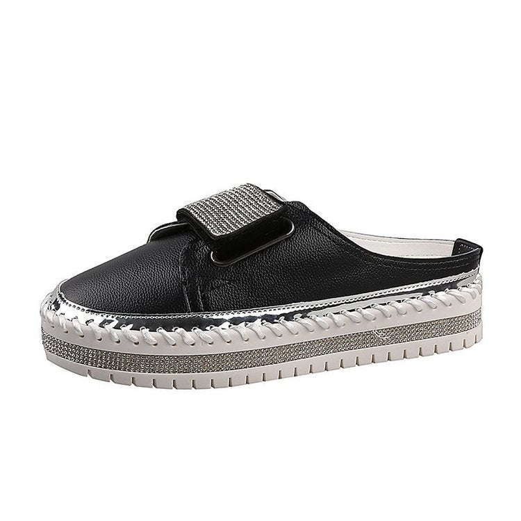 New Flat-Bottomed Rhinestone Baotou Semi Slippers Tide