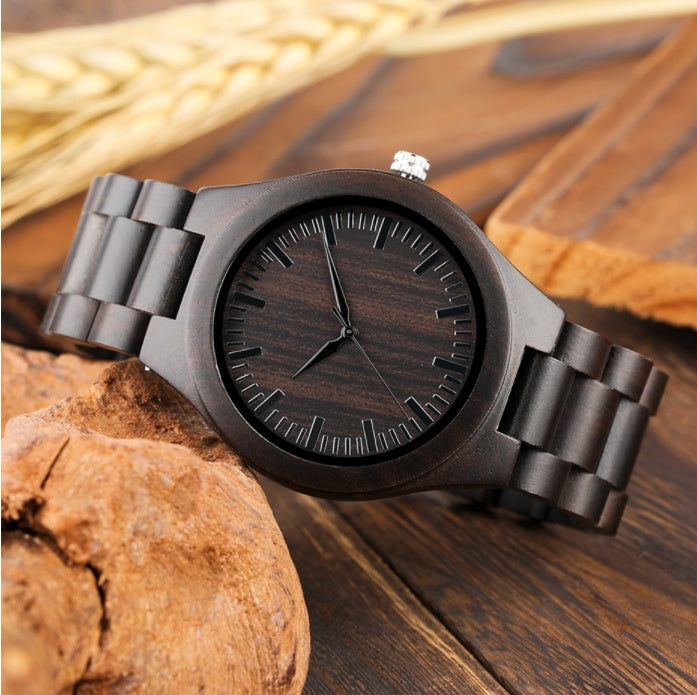 Simple And Generous Full Ebony Men's Quartz Watch