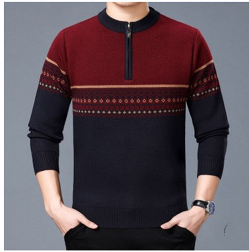Thickened Semi-Pull Crew Neck Sweater Men's Sweater