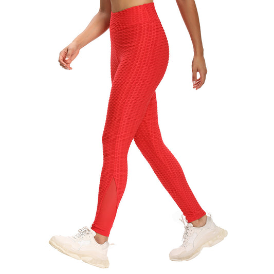 Tynde syninger i mesh jacquard cropped yogabukser