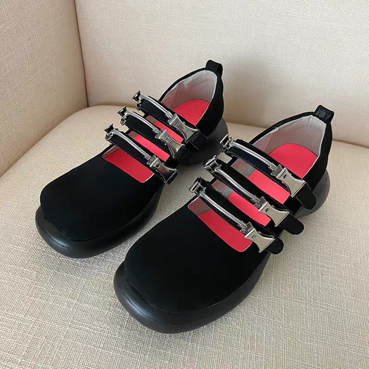 British Style Vintage Black Mary Jane Small Leather Shoes
