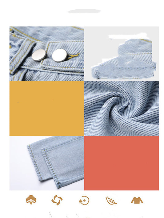 Women's High-Waisted Jeans Straight Loose, Tall And Thin