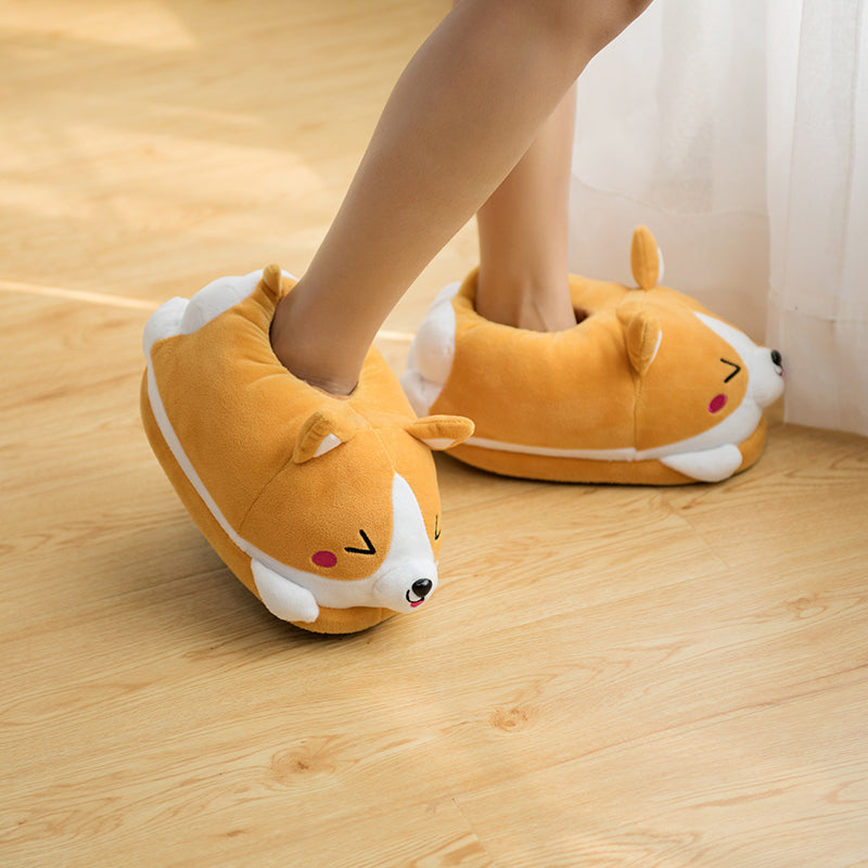 Winter Indoor Thickened Warmth Corgi Cotton Slippers