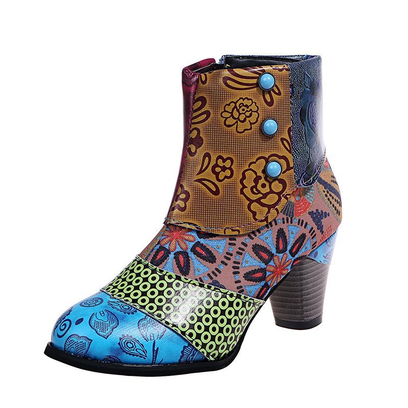 Stitching Jacquard Craft Fashion Short Women's Boots