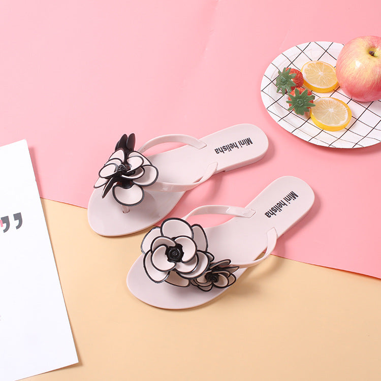 Casual Indoor And Outdoor Wear Flat-Bottomed Flower Beach Sandals And Slippers
