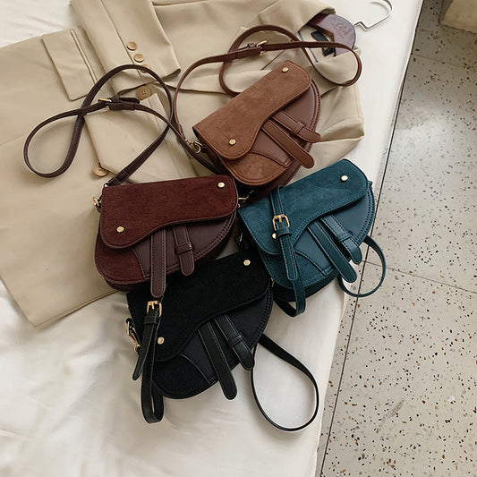 Women's solid horseshoe bag One Shoulder Messenger Bag