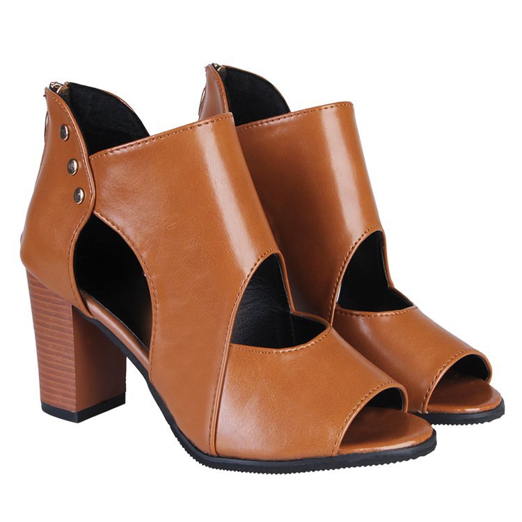 New Fashion Mid-Heel Fish Mouth Sandals Women's Thick Heel