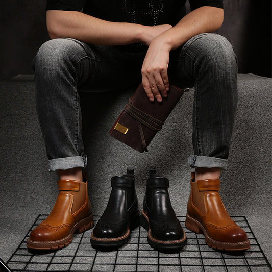 High-Top Shoes Snow Cowhide Boots Tooling Short Boots Brock American Martin