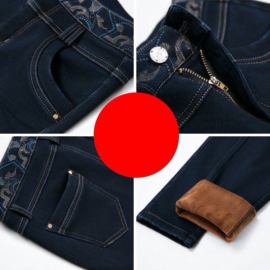 Autumn And Winter Middle-Aged Ladies Plus Velvet Jeans