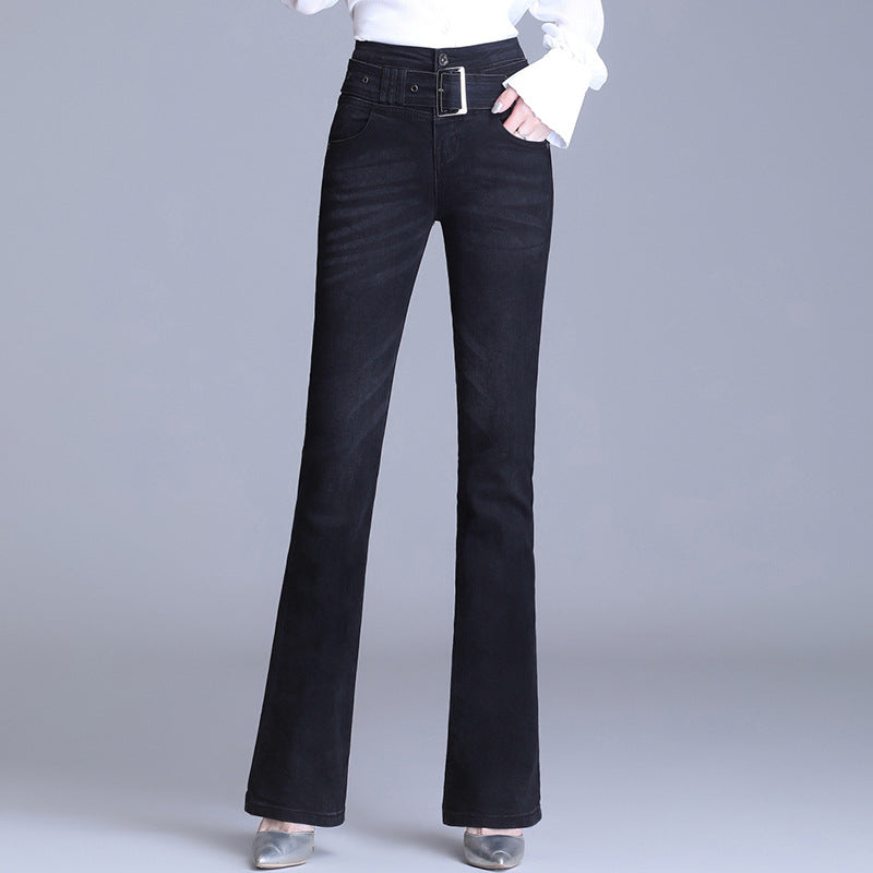 Korean Style Bootcut High-Waisted High Cotton Casual Jeans