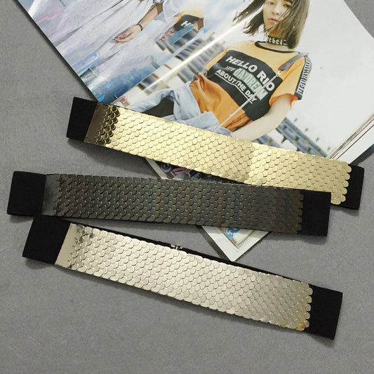 Color Metal Decorative Scales Stitching Women's Girdle