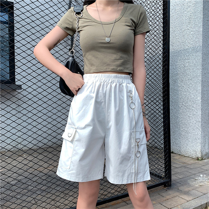 Tooling Five-point Casual Pants Women's Clothing