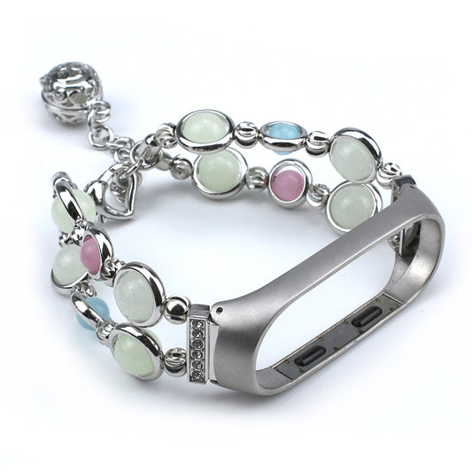 Metal Watch Strap Pure Hand - made Luminous Agate Strap