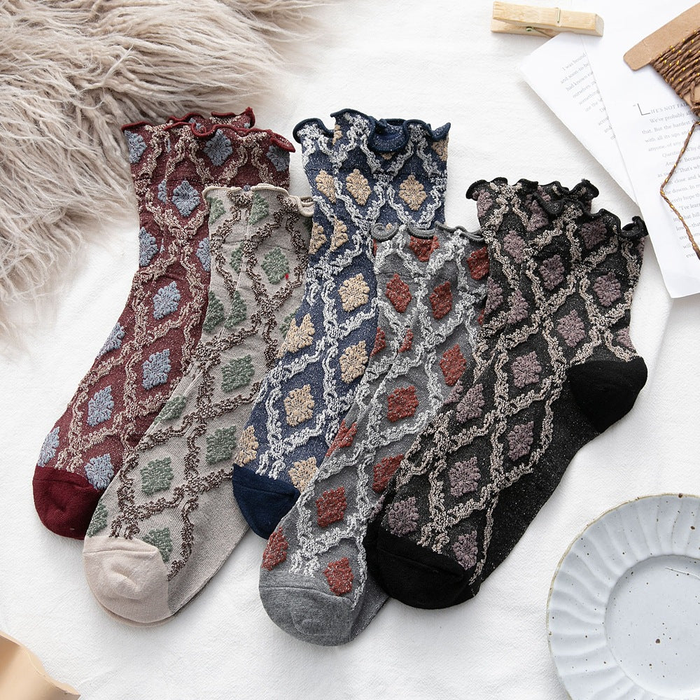 Women's Socks Fall Winter New Style Women's Socks Curled Loose Mouth Cotton Socks
