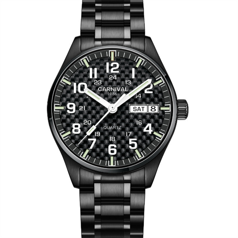 Luminous Mechanical Large Digital Double Calendar Quartz Watch