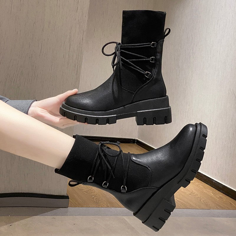 Fashion Heighten Short Boots Strappy Skinny Boots