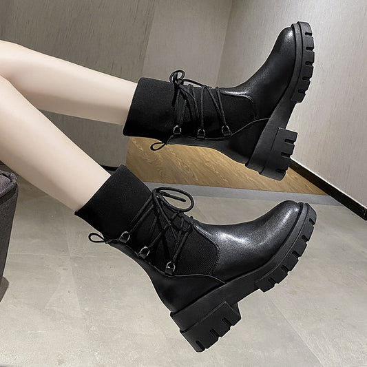Fashion Heighten Short Boots Strappy Skinny Boots