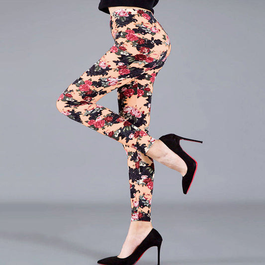 YSDNCHI Kvinders Fitness Leggings Kvinder Sommer Blomsterprint Leggings