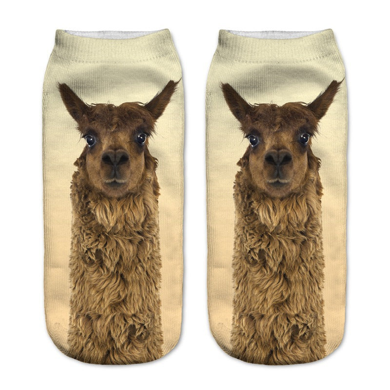 Digital Printed Alpaca Women's Pump Socks 3D