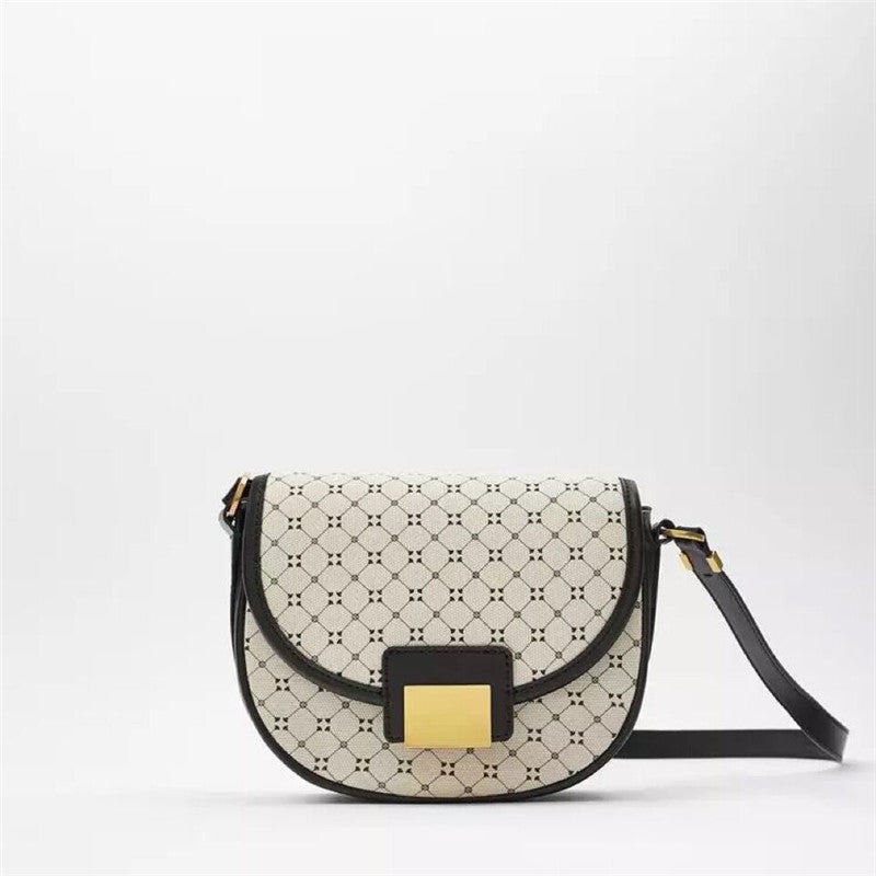 Colorblock Baguette Bag Geometric Print Shoulder Bag