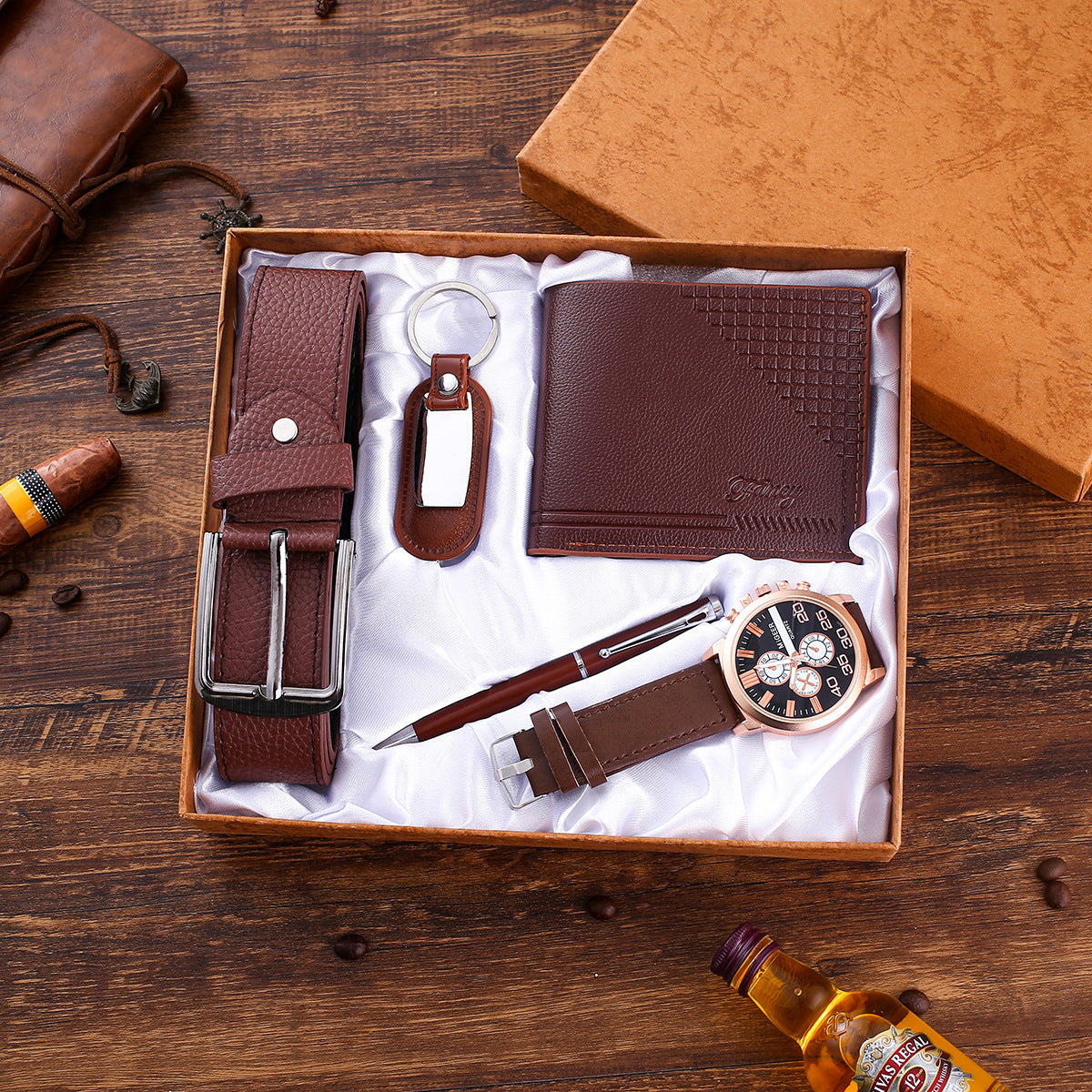 Leather Belt Wallet Key Chain Large Dial Boutique Set