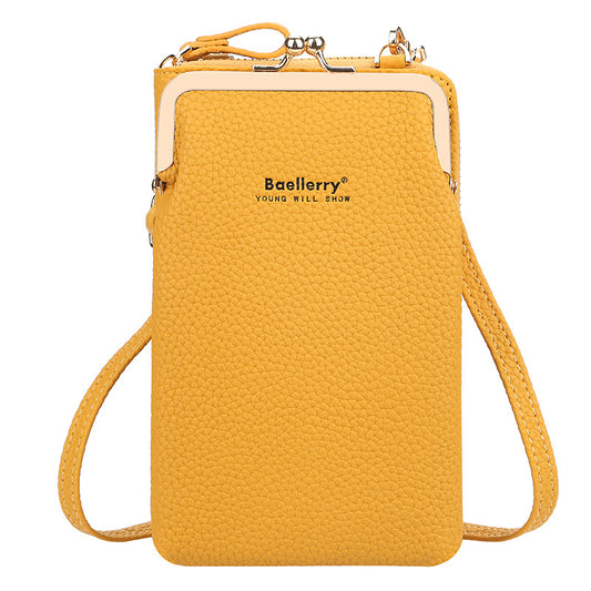 Mid-Length Mobile Phone Bag Women Fashion Zipper Vertical Crossbody Bag