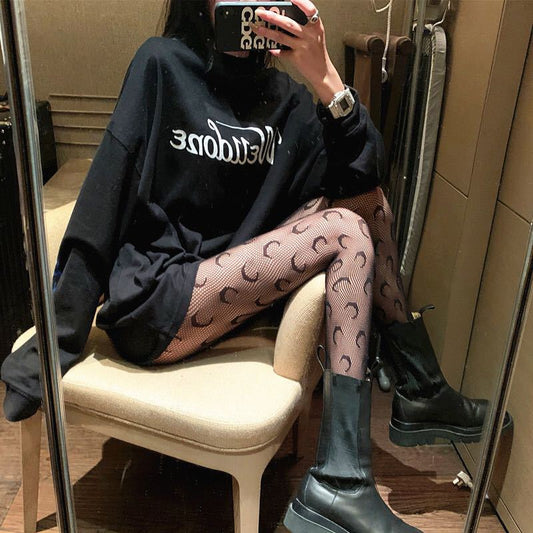 Moon Plus VelvetLeggings Fake Through Meat Net Red The Same Leopard Print Pantyhose