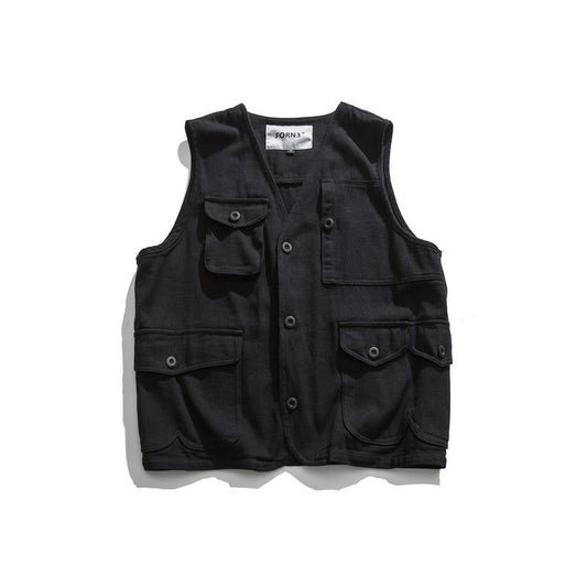 Multi-pocket Waistcoat American Casual Vest Unisex Vest