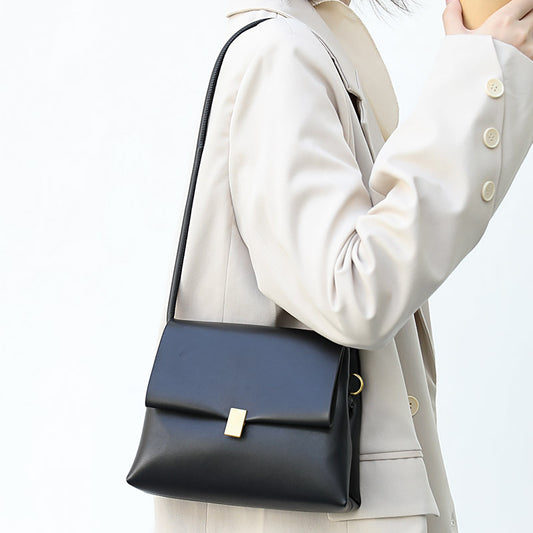 Fashion Soft Leather Shoulder Bag Double Flap Crossbody Female Bag