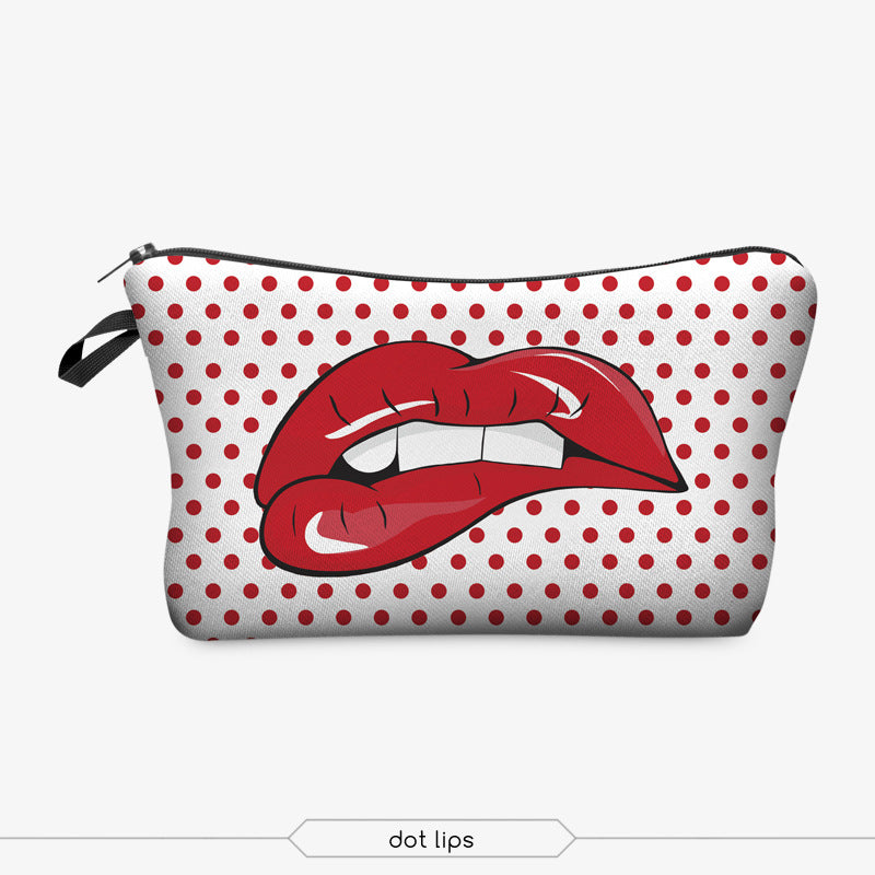 European and American polka dot red lip cosmetic bag cute girl heart portable storage bag toiletry bag manufacturer