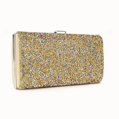 Women's Bright Face Clutch With Diamond Chain