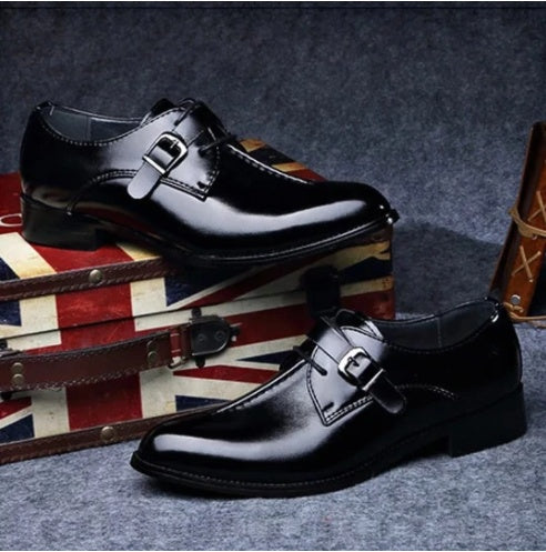 Pointed Casual Lace-Up Low-Top Leather Shoes