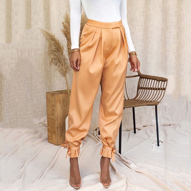 Women's New High-waist Lace-up Trousers
