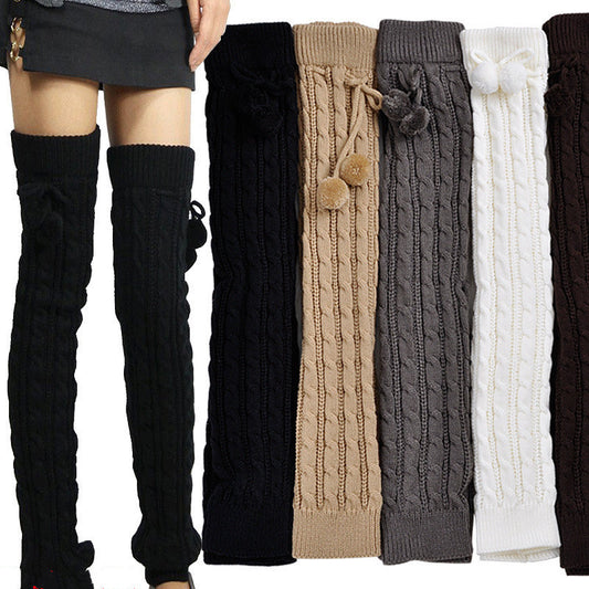 Twist Lengthened Over the Knee With Ball Wool Warm Boot Cover