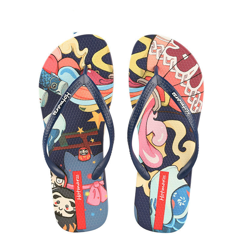 Black Horse Flip Flops Female Outer Wear Net Red Ins Tide Non-Slip Fashion Flip Flops