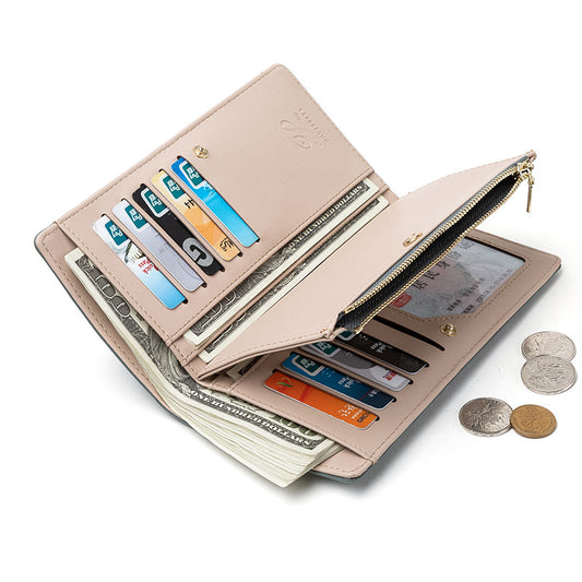 Printing Zipper Folding Wallet, Multi-Card Position PU Student Wallet, Wallet