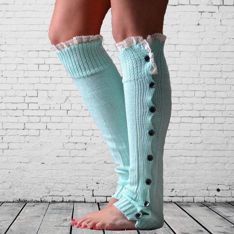 Flat Button Lace Warm Socks